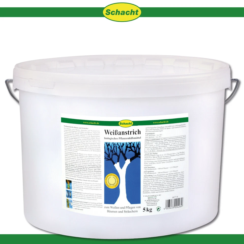 Schacht 5 kg Weißanstrich für Obstbäume Rinde Frostschutz Pflege Winter Abwehr
