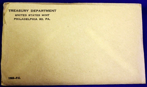 1958 U.S. PROOF SET. The envelope containing the set is sealed/unopened Cover