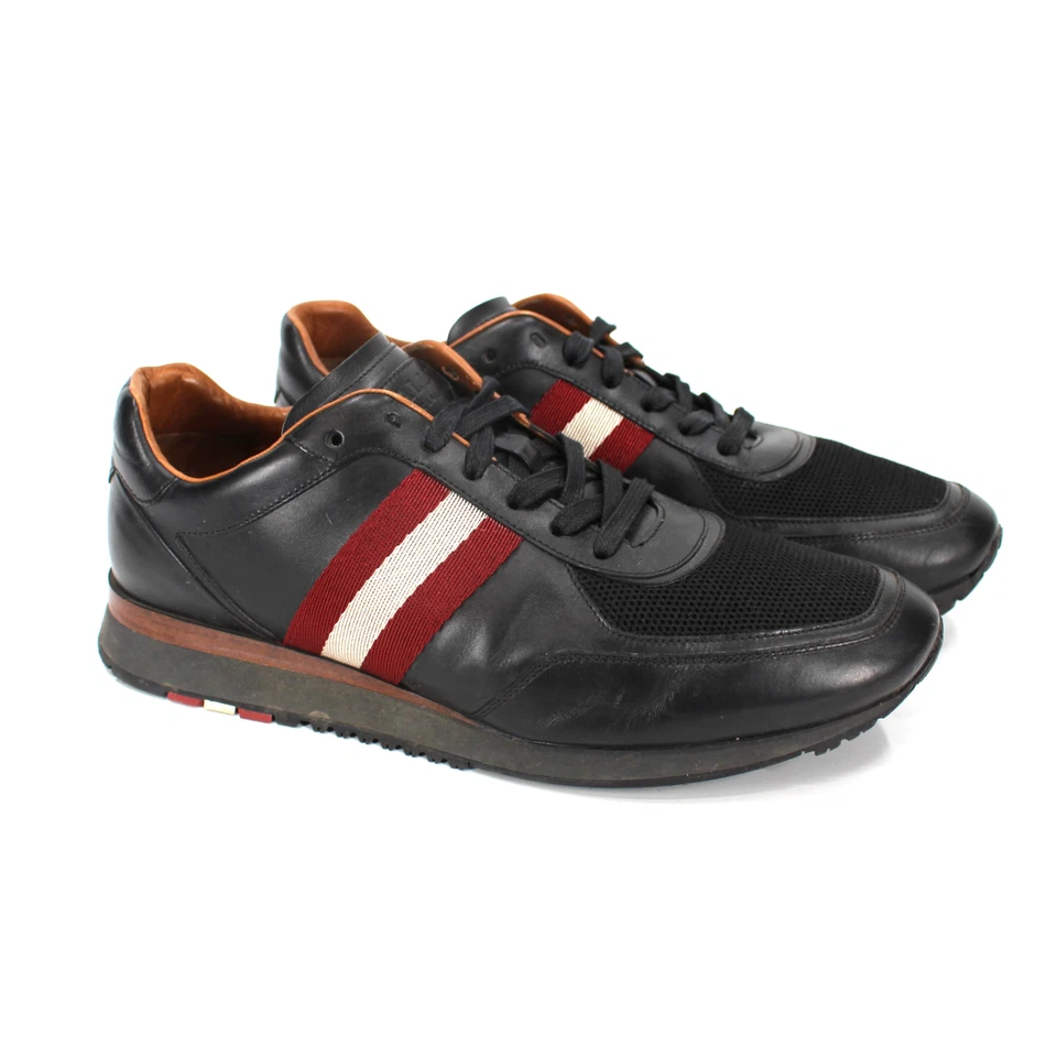Bally Cuero Aston Zapatillas Negras Borgoña Rojo Web Tenis EU 9 US 10 Zapatos Foto 1 de 4