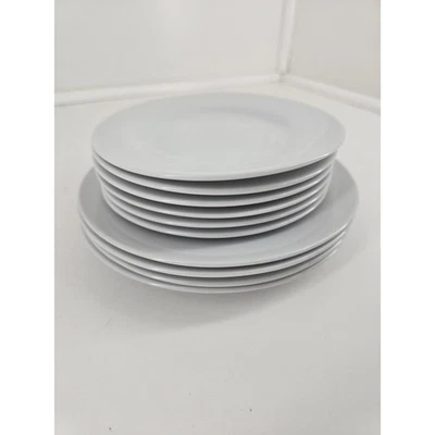 Lote de 10 piezas de cerámica blanca de comedor simple - 6 platos de ensalada de 6" + 4 platos de 8" Foto 1 de 4