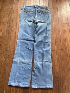 Vintage 70s Viceroy Flare Denim Jeans Womens Size 16 (28x28) Hippie Western Blue - Picture 1 of 9