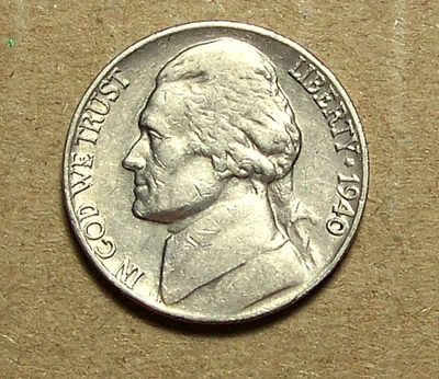 1940   P     JEFFERSON    NICKEL      ACTUAL  COIN                   91004202-05 - Image 1 of 2