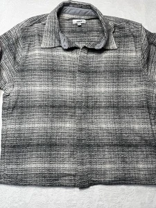 Jason Wu Fleece Snap Front Jacket Gray Plaid XL Soft Cozy Outerwear - Picture 1 of 13