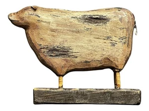 Wooden Pig on Stand w/Movable Ears and Tail Excellent Used Condition 7”T 8”L 3”W - Picture 1 of 9