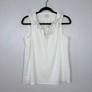 J. Crew Factory Rüschen Tank Bluse Krawatte Ausschnitt cremeweiß ärmellos Größe 4 - Bild 1 von 8