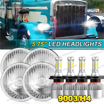 4 peças 5-3/4" 5,75" faróis redondos de LED atualizados feixe HI/LO para Peterbilt 348 359 - Imagem 1 de 4