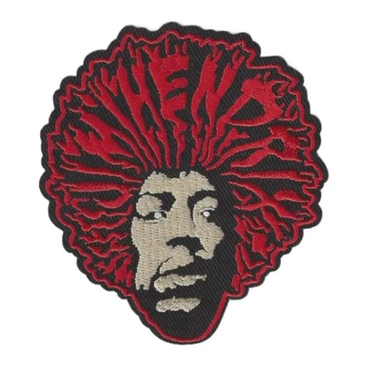 JIMI HENDRIX IRON ON PATCH 3.5" Classic Rock Embroidered Applique Red Black NEW - Image 1 of 2