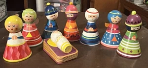 Modern Contemporary Wood Nativity Set 8 Piece Holy Family Wise Men Angel - Picture 1 of 8