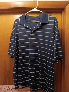 P G A Tour Polo Men’s X Large Short Sleeve. Blue/White Striped W/Logo. - Picture 1 of 6