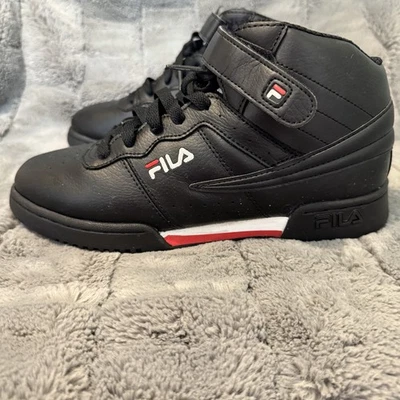 FILA F-13 Big Kids Sneaker Black/White/Red Youth 7 Athletic High Top Shoes - Image 1 of 4
