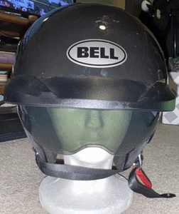 BELL Street Motorcycle PIT BOSS Helmet Gloss Black Half LARGE Built In Shades - Bild 1 von 13