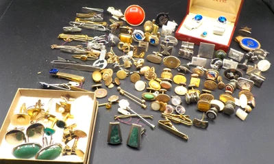 Gran Lote de Gemelos Vintage y Antiguos (pares e Individuales) Tie Tack Bar Pin Foto 1 de 4