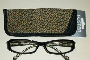 Foster Grant Gafas de lectura negras Lectores compactos con estuche negro/dorado +2.00 - Imagen 1 de 2