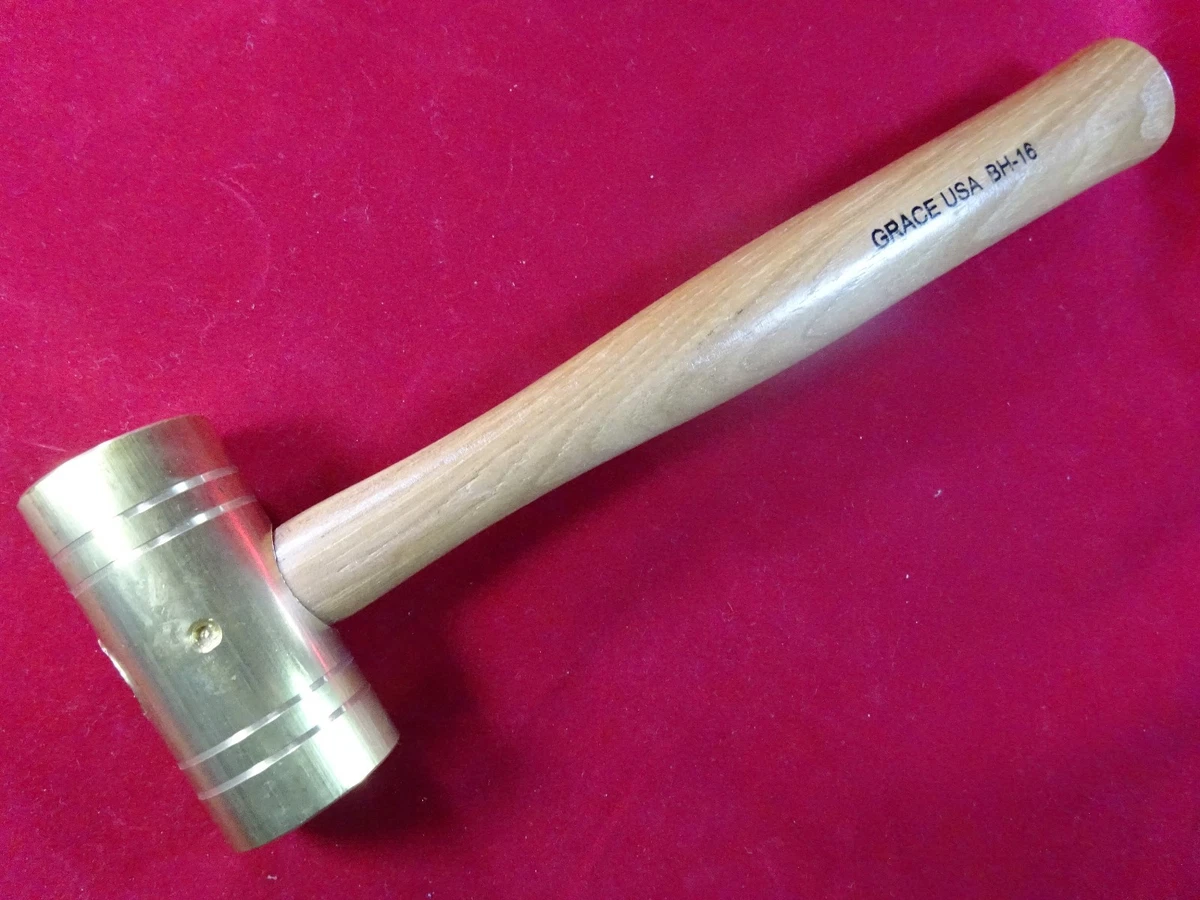 Grace USA 3-Piece Brass Hammer Set - 4oz, 8oz, 16oz With Hickory Handles