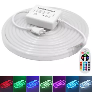 220V 230V Neon LED Stripe Streifen RGB Flex Lichtschlauch Band Leiste Dimmbar - Bild 1 von 15