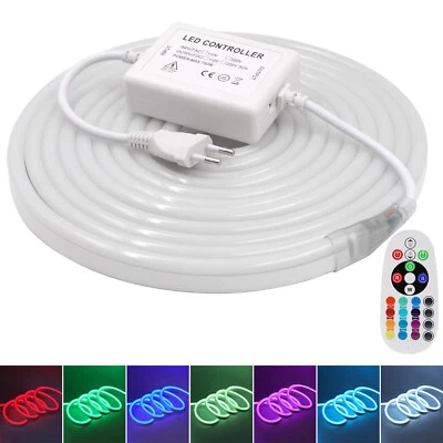 220V 230V Neon LED Stripe Streifen RGB Flex Lichtschlauch Band Leiste Dimmbar - Bild 1 von 4
