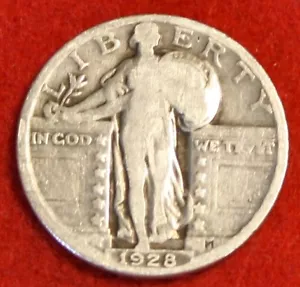 Moneda de 90 % plata circulada SL200 1928-P Standing Liberty Quarter - Imagen 1 de 2