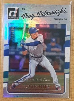 2017 DONRUSS CAREER STAT LINE TROY TULOWITZKI #169 TORONTO BLUE JAYS 223/500 - Image 1 of 3