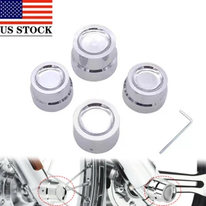 Chrome Front Rear Axle Cap Nut Covers For Harley Touring Dyna Softail Sportster - Picture 1 of 11