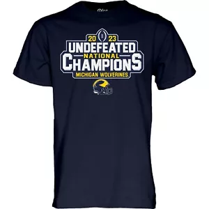 Michigan Wolverines 2024 CFP National Champions Football T Shirt - Navy - Picture 1 of 1