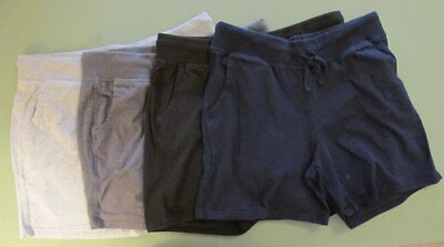 Hanes вязаные шорты 4 пары Lt серый Dk серый черный темно-синий боковые карманы женщин L - Изображение 1 из 4