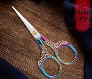 Rainbow Metallic Metal Embroidery Scissors Small Size Shears 5" Nail Art Crafts - Picture 1 of 6