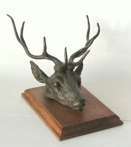 Antique Austrian Vienna Cold Painted Bronze Stag Head Paper Clip Desk Accessary - Picture 1 of 7