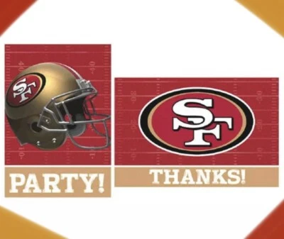 ✅ NFL SAN FRANCISCO 49ERS INVITACIONES Y AGRADECIMIENTOS POSTALES 16 en total de cada una Foto 1 de 4