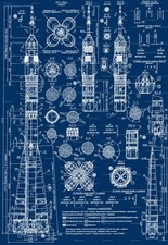 056 Blueprint - Rocket Spaceman Space Program spaceship 14"x20" Poster
