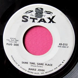 MABLE JOHN - Same Time Same Place - clean Promo 45 rpm - Stax 215 - Imagen 1 de 2