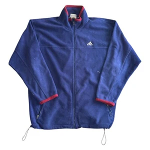 Vintage Adidas Fleece Jacket 90s Retro Full Zip Outdoor Blue Mens XL - Picture 1 of 10