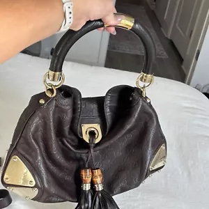 VINTAGE Gucci Brown Guccissima Leather Babouska Indy Hobo Good Dustbag & Strap - Picture 1 of 15