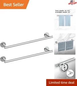 Premium 24 Inch Polished Chrome Bathroom Towel Bar - Space-Saving Design - Picture 1 of 9