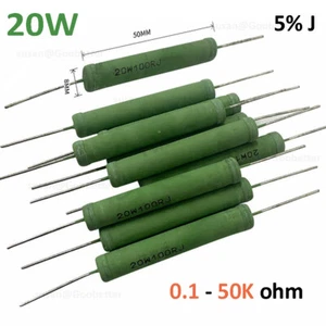 20W Wirewound Resistors Axial Leaded 5% J 0.1 to 50K ohm Resistor Through Hole - Picture 1 of 11