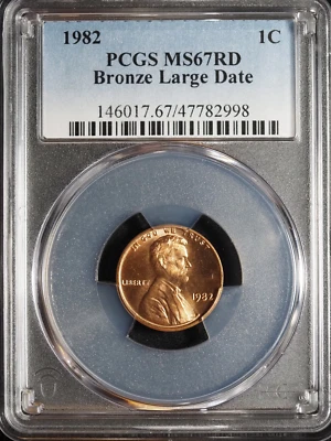 1982 Bronze Large Date Modern Lincoln Cent PCGS MS67 RD #2998 - Image 1 of 4