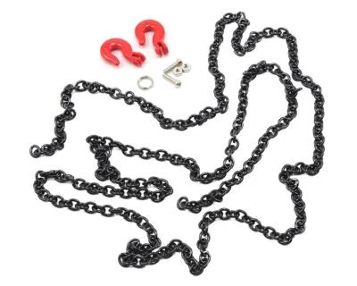 Yeah Racing 96cm 1/10 Crawler Scale Steel Chain Accessory w/Red Hooks (Black) - Image 1 of 2