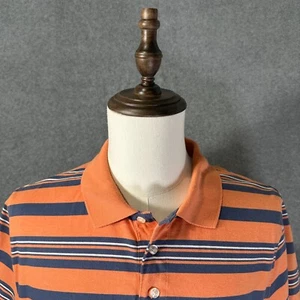 Foundry Polo Mens Orange Blue Stripe Short Sleeve Golf Shirt Size LT - Picture 1 of 10