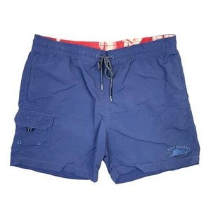 Tommy Bahama Relax Swim Trunks Mens Large Blue Cargo Pockets Logo Drawstring L - Picture 1 of 12