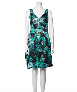 Abito Tory Burch in seta al ginocchio blu A-Line plissettato glitter taglia XS | US 2 - Foto 1 di 3