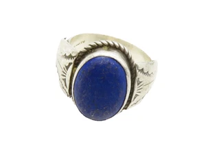 NAVAJO 925 Silver Vintage Lapis Lazuli Twist Cocktail Ring Sz 11.5 RG14509 - Picture 1 of 5