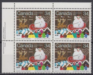 CANADA #1067 34¢ Santa Claus Parade UL Inscription Block MNH - Picture 1 of 1