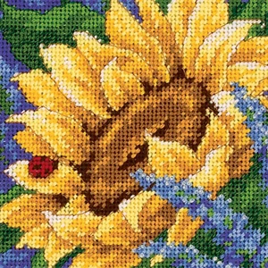 Mini Kit Needlepoint ~ Dimensioni Girasole e coccinella dorati #17066 - Foto 1 di 3