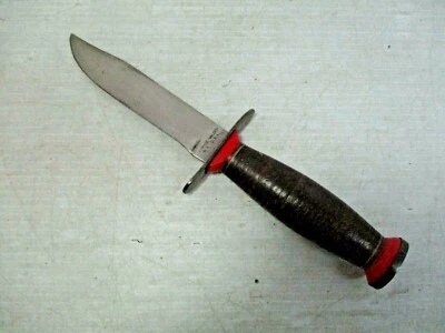 Cuchillo de caza Bowie hoja fija mango de cuero/rojo SCHRADE-WALDEN N.Y. EE. UU. Foto 1 de 4