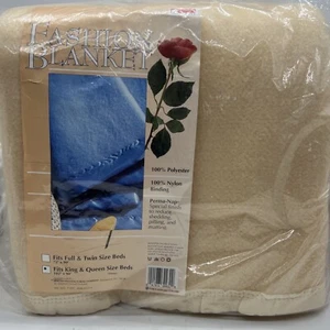 Vintage Beacon Fashion Blanket Beige King Queen 102x90 New Unused Polyester USA - Picture 1 of 5