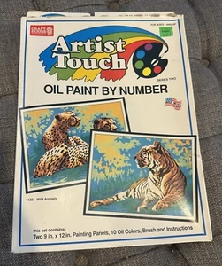 New NOS Craft House Artist Touch Oil Paint By Number Kit 11251 Wild Animals - Picture 1 of 6