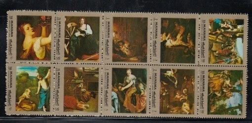 MANAMA Vermeer, Velázquez, Caravaggio, Veronese & Rembrandt Juego de PINTURAS MNH Foto 1 de 1
