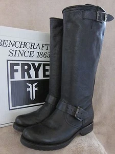 FRYE Veronica Slouch Leather Buckle Black Boots Shoes US 6 M EU 36 - 37 NWB $328 - Picture 1 of 6