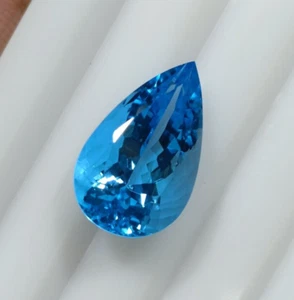 Swiss Blue Topaz Pear Cut Natural Faceted Loose Gemstone MM Ct AAA 9.40 Carats - Picture 1 of 9