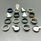 Lot Of Costume Jewelry Multicolor Engraved Yin & Yang Fire Link Band Rings