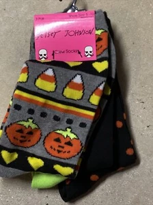 "Calcetines Betsey Johnson Halloween "CARADY MAÍZ CALABAZAS"" 3 PARES Mujer 5-10 NUEVOS - Imagen 1 de 2